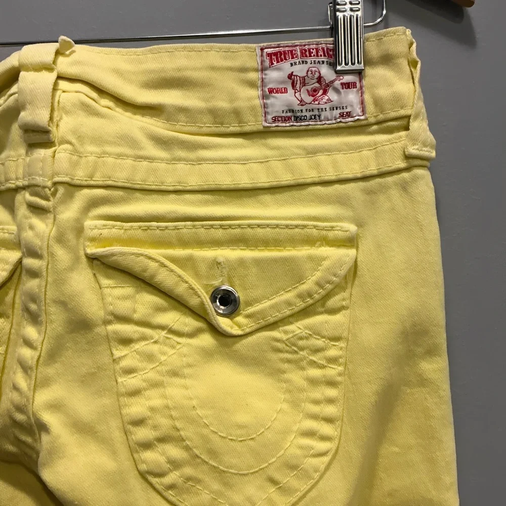 True Religion Joey "Disco" Yellow Twisted Inseam Jeans - Size 29 Y2k - Picture 6 of 9